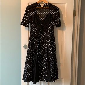 Vintage polka dot 3/4 sleeve swing dress